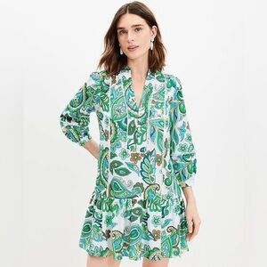 LOFT Green Paisley Women's Dress, size S